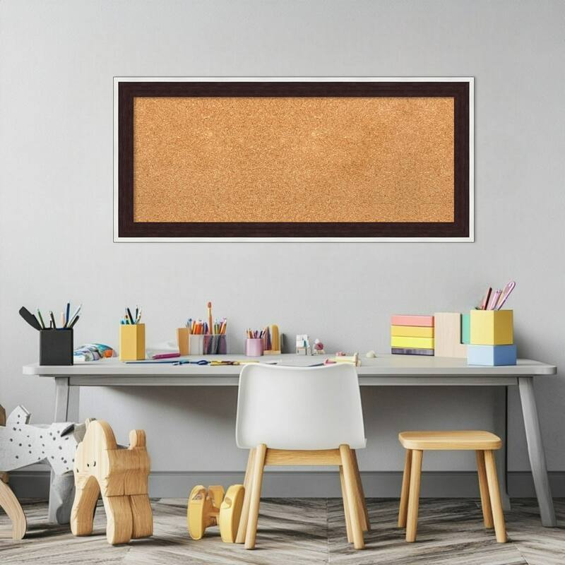Maya Espresso Silver Framed Cork Board - Bulletin Board, Organization Board, Pin Board