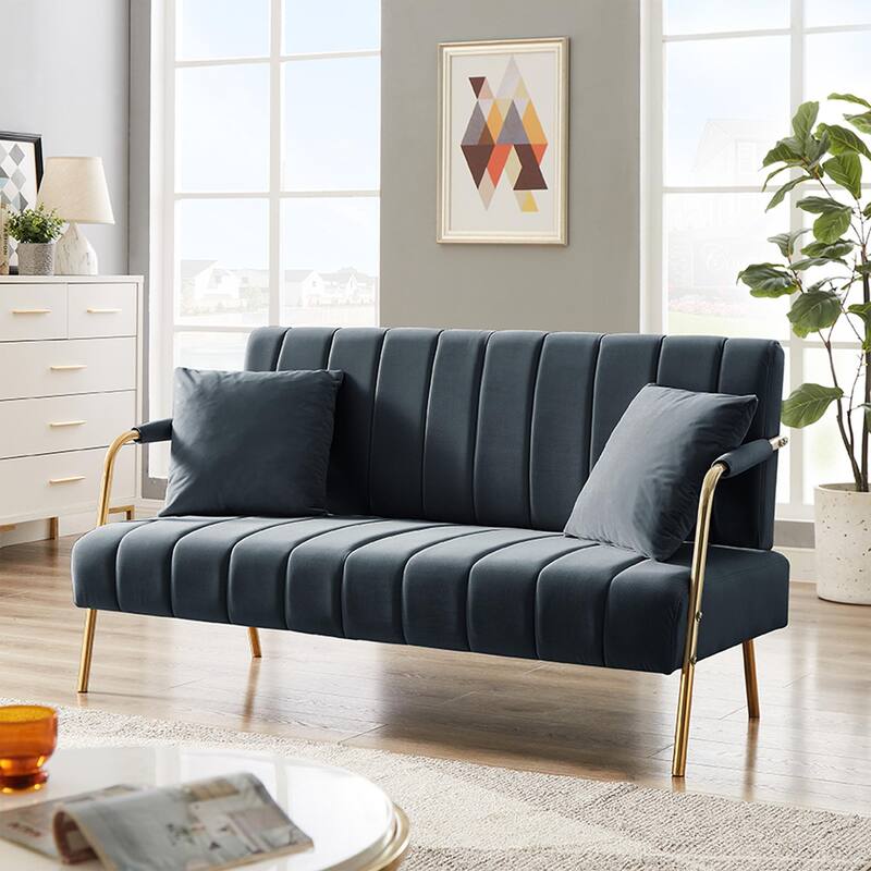 Ouyessir Upholstered Loveseat, Tufted Back Couch, Accent Armchair with 2 Pillows