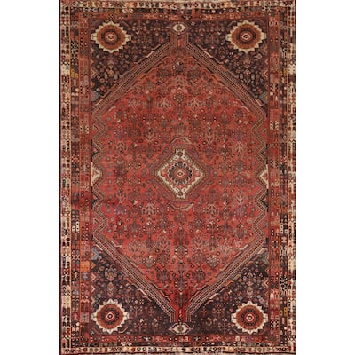 Vegetable Dye Shiraz Persian Vintage Area Rug Handmade Wool Carpet - 5'11"x 9'1"