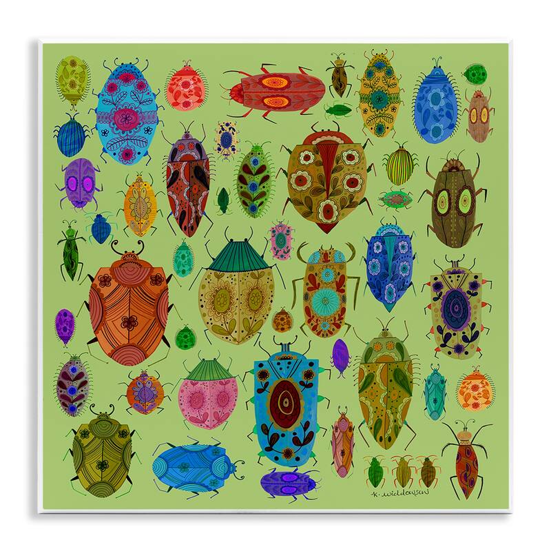 Stupell Flowery Bugs & Insects Wall Plaque Art Design By Kay Widdowson - 12 x 12