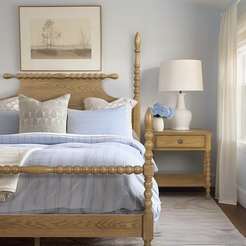 Madison Park Signature Beckett Turned Wood Spindle Nightstand with Drawer & Shelf