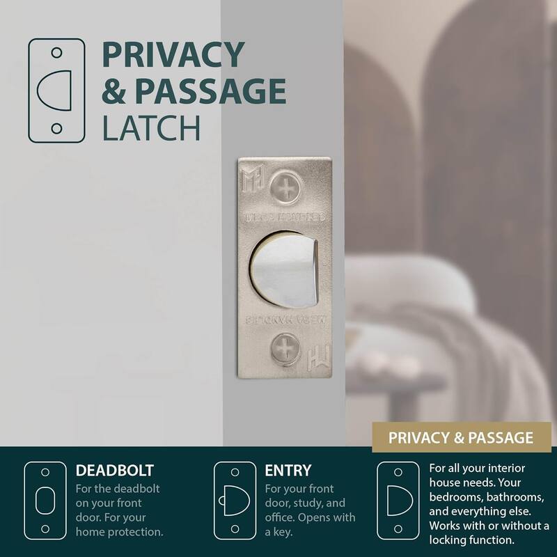 Mega Handles 2-Way Adjustable Door Latch | Universal Half Moon Spindles | For Hidden & Interior Door Lock Systems