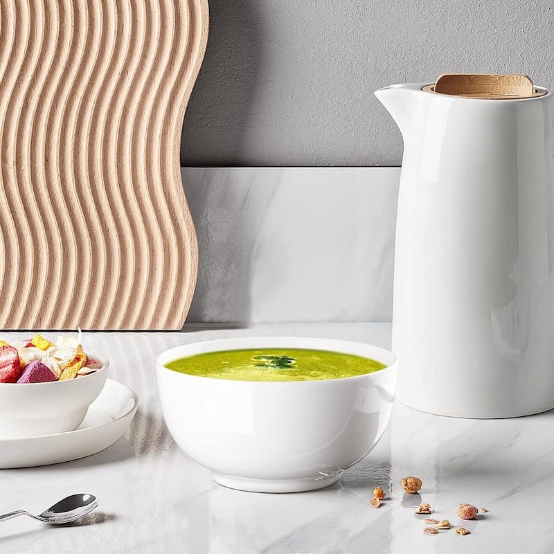 White Bowl Sets for Salad Soup Pasta Popcorn Fruits