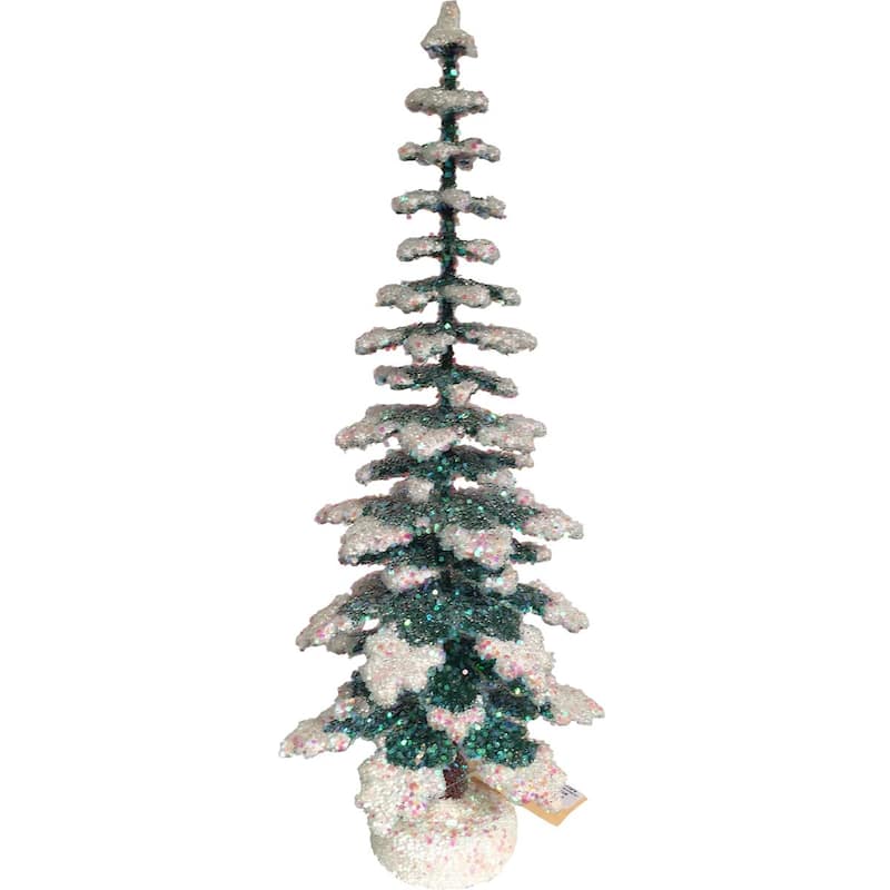 8.5" White Green Holiday Collectible 25-CM Schaller Paper Mache Tree