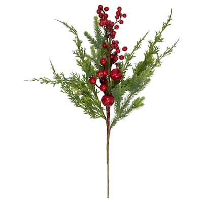 Iced Red Berries and Mini Apples Frosted Artificial Christmas Branch Spray - 20"