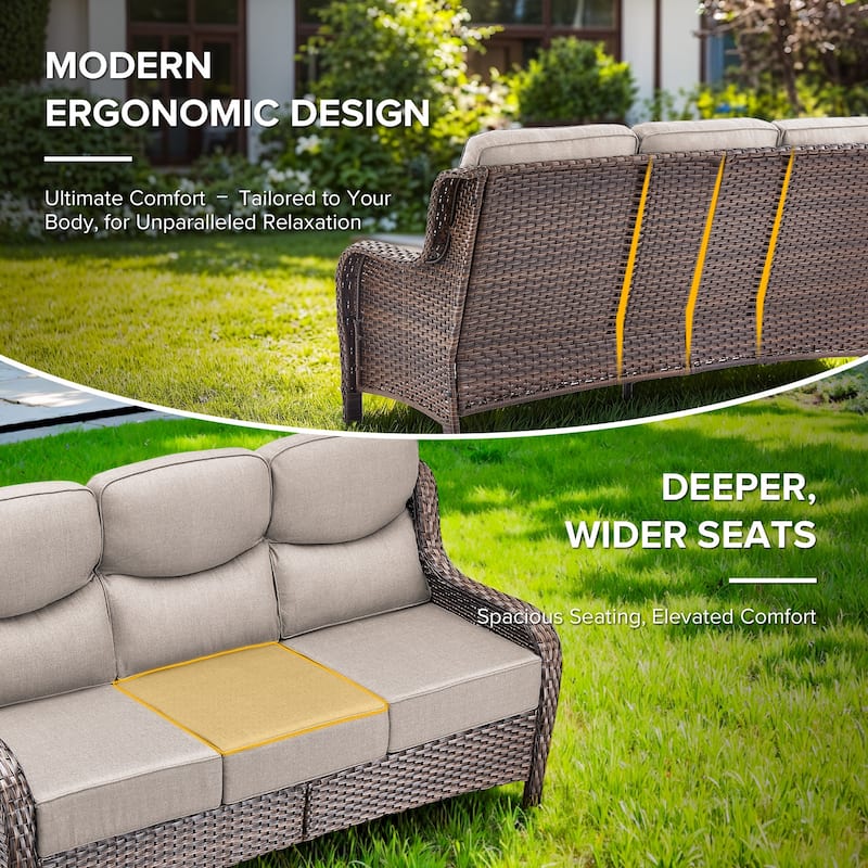 Gymojoy 8-Piece Patio Furniture Set with Swivel Glider Chairs, 6-Inch Ultra-Plush Cushions & Water-Resistant Olefin Fabric