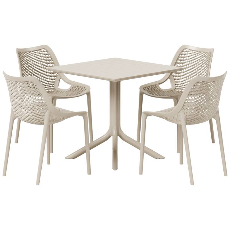 Frond and Form 4-Person Outdoor Square Dining Set - Sand