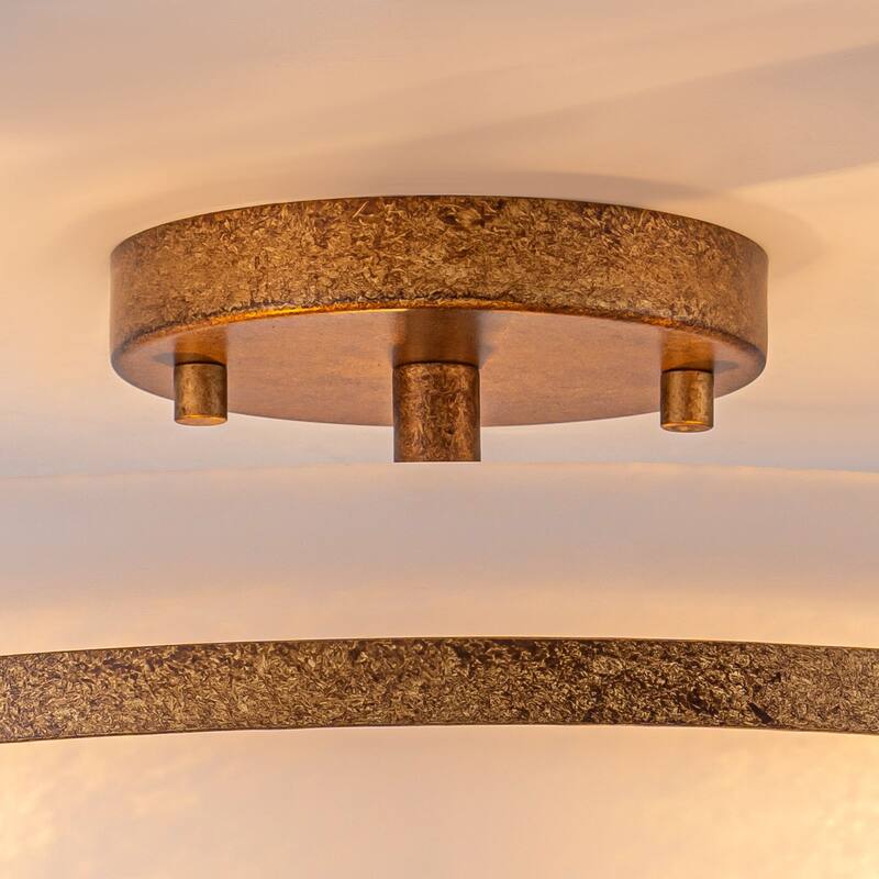 15'' W 3-Light Frosted Opal Glass Semi Flush Mount