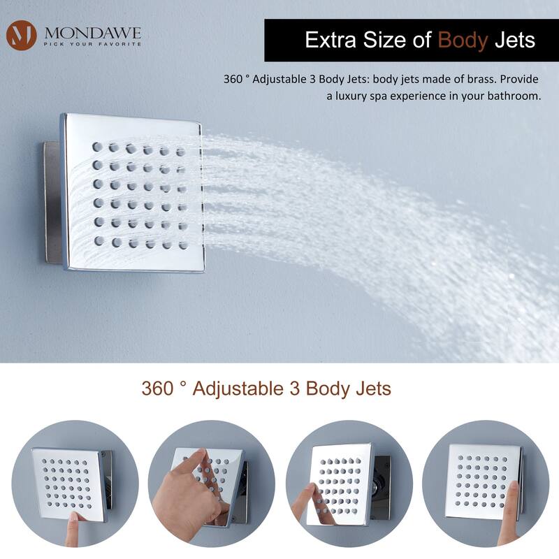 22 Inch Wall Mounted Thermostatic Shower System Temperature Digital Display Shower Faucet Set
