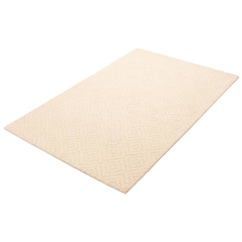 ECARPETGALLERY Hand Tufted Timeless Cream Wool Rug - 5'1 x 7'8