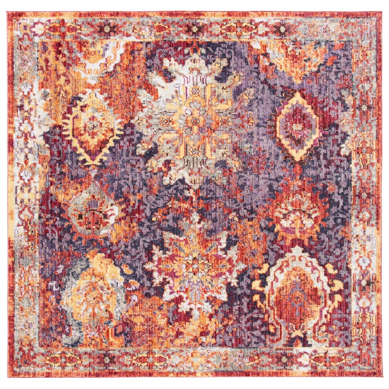 SAFAVIEH Bristol Sunnefa Vintage Oriental Distressed Rug - 7' Square - Rust/Lavander