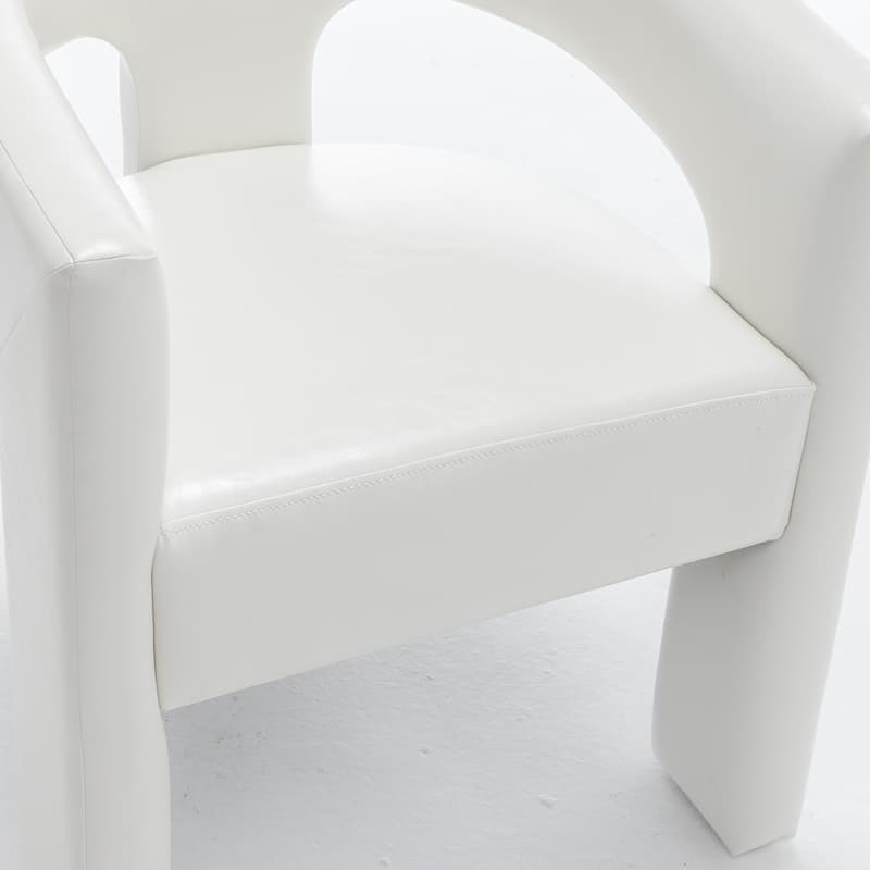 SEYNAR Modern Glam PU Leather Upholstered Dining Chair, Open-Back Accent Chair