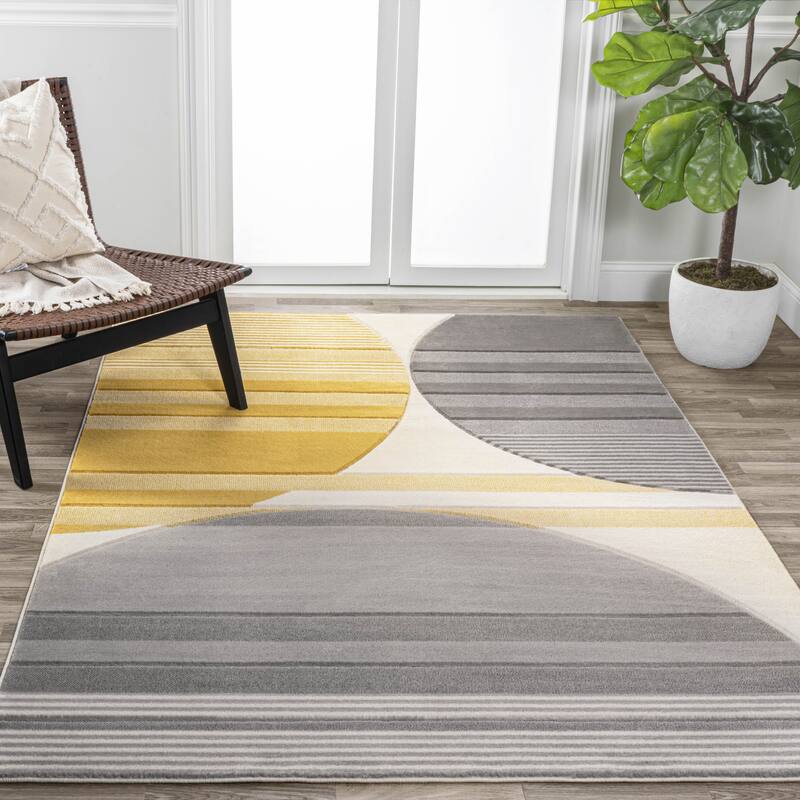 JONATHAN Y Geo Striped Circles Area Rug