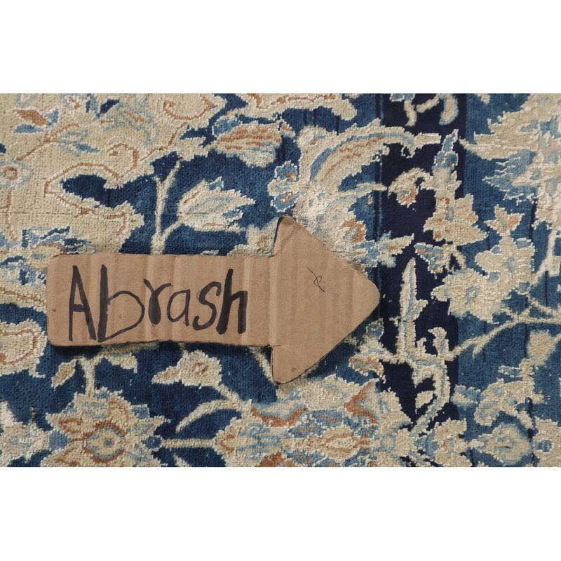 Blue Nain Toodeshk Persian Antique Area Rug Handmade Wool Carpet - 3'11"x 5'11"