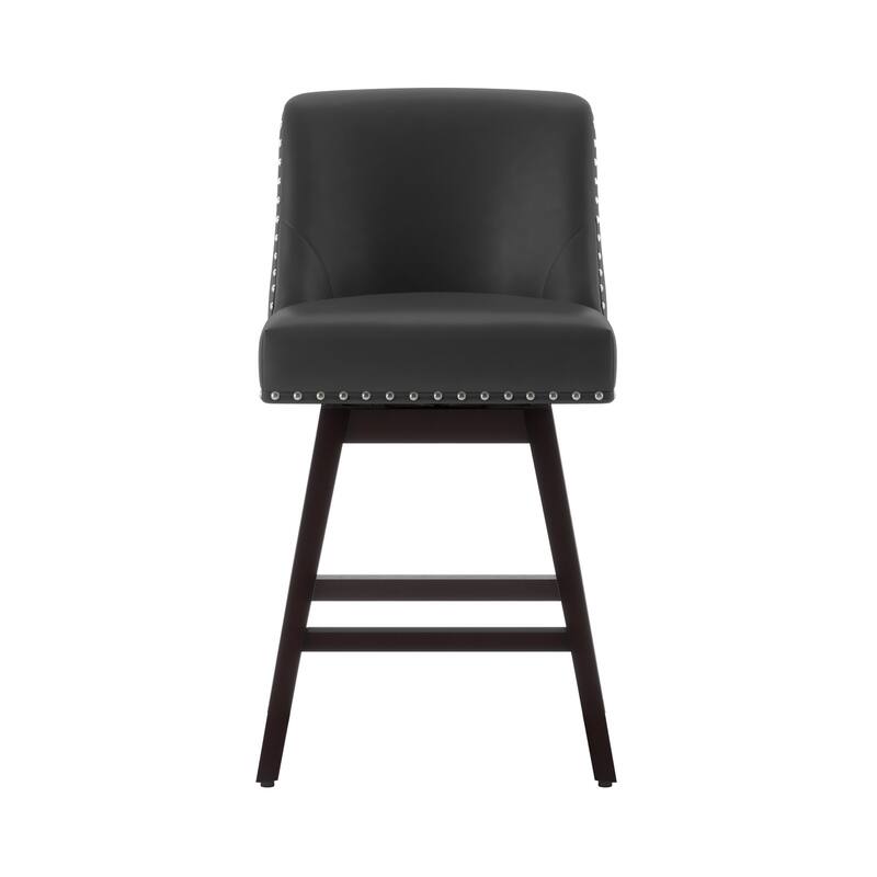 26 in. Fabric Upholstered Counter Height Swivel Bar Stool with Footrest - 19.6"D x 19.6"W x 37"H
