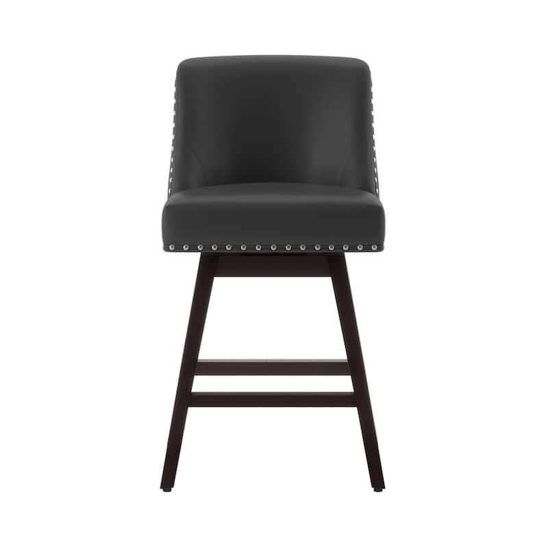 26 in. Counter Height Upholstered Wood Frame Swivel Bar Stool with Farbic Seat Set of 2 - 19.6"D x 19.6"W x 37"H