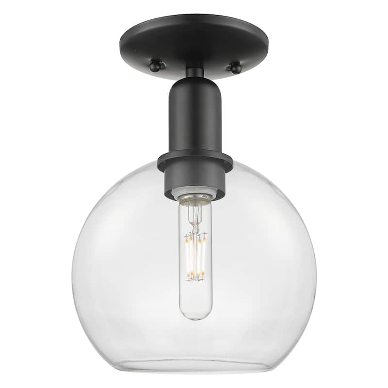 Innovations Lighting 716-1C-12-8 Athens Semi-Flush Athens 8" Wide - Matte Black / Clear