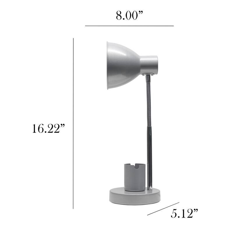 Gooseneck Desk Lamp with Adjustment Shade - 16.25" - Silver