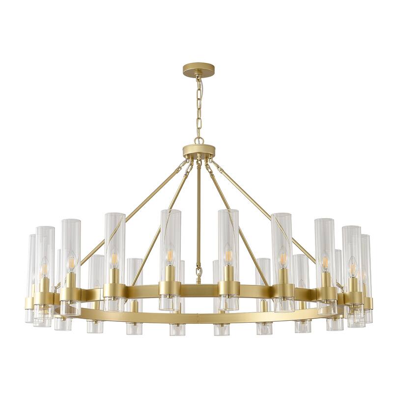 Modern 20 - Light Wheel Chandelier with Clear Glass Shade