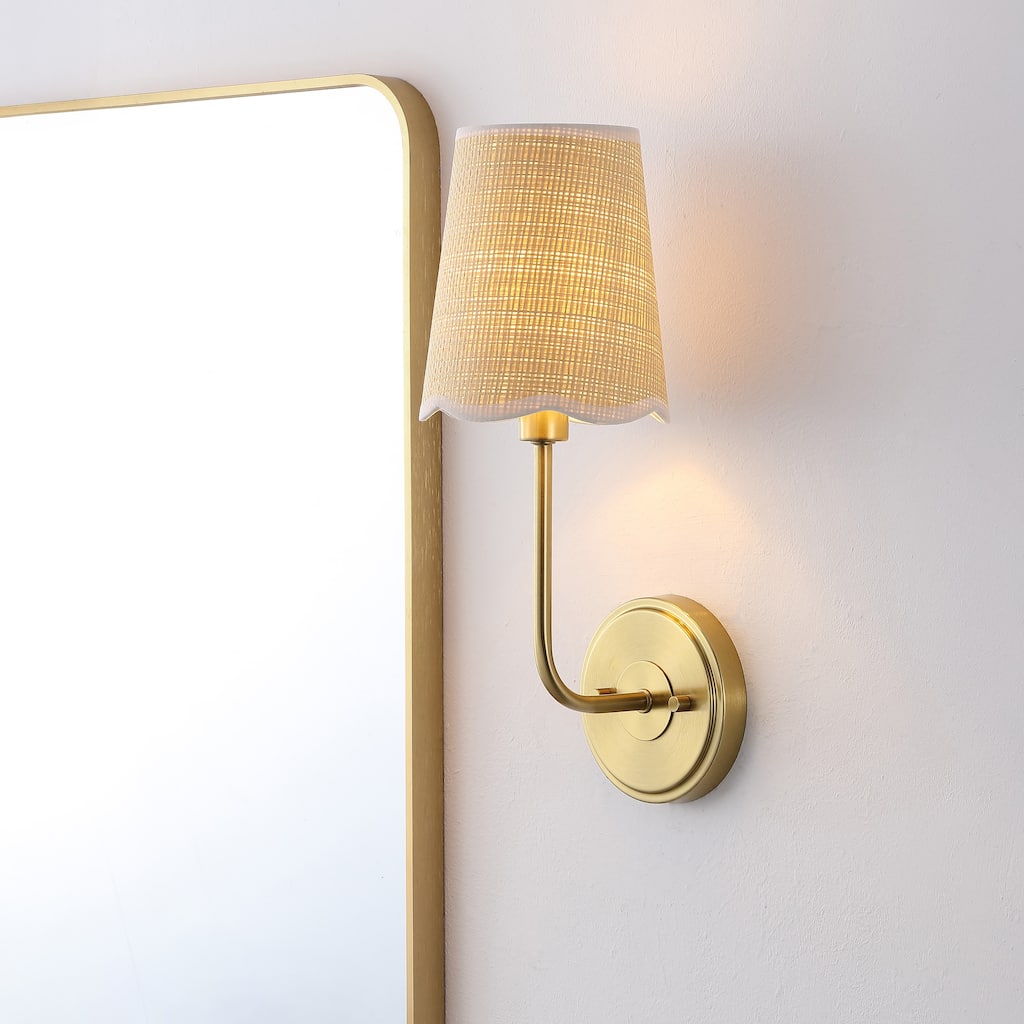 Lila Scalloped Fabric Shade/Metal LED Vanity Light
