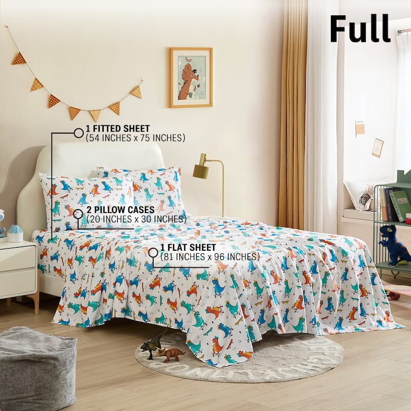 HLC.ME Printed Kids Bed Sheets - Patterned Bed Sheet Set - Wrinkle Resistant & Ultra Soft - For Mattresses up to 15 Inches Deep