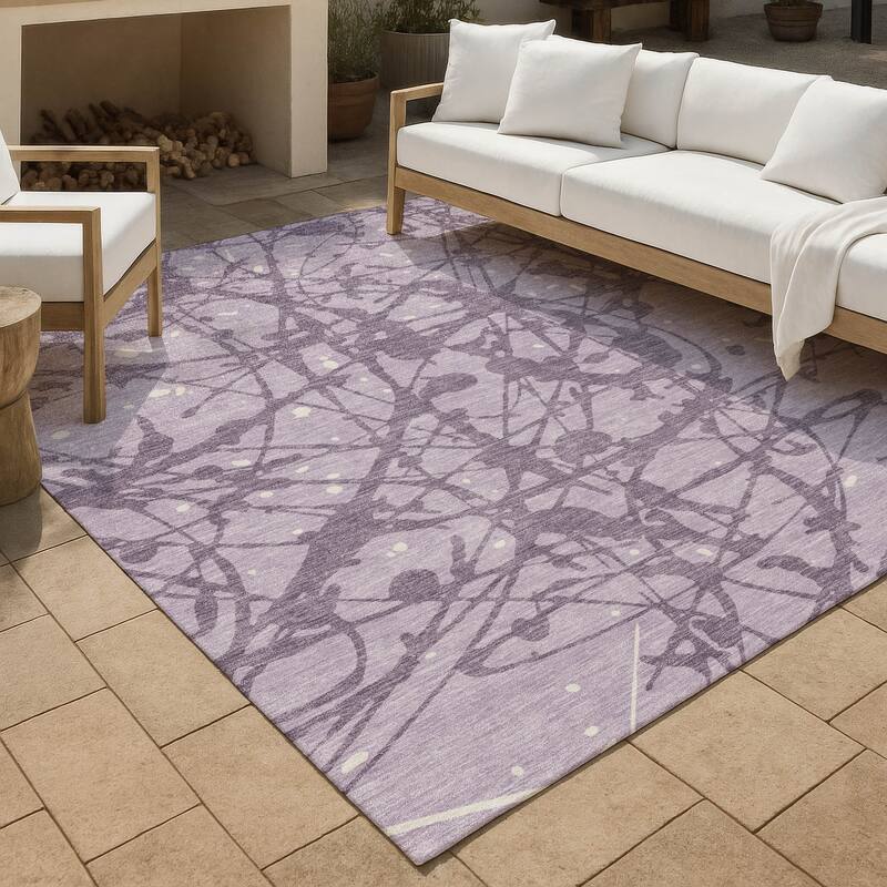 Machine Washable Indoor/ Outdoor Modern Campo Chantille Rug - Lavender - 9' x 12'