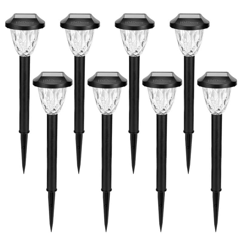 HMDecor 8 Pack Solar Outdoor Lights, Bright Solar Pathway Lights with Great Pattern, Waterproof Auto On/Off Solar Lights