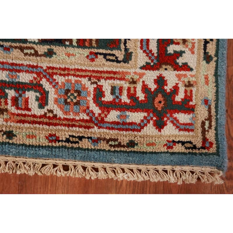 Light Blue Heriz Serapi Indian Foyer Rug Hand-Knotted Wool Carpet - 3'0"x 5'1"