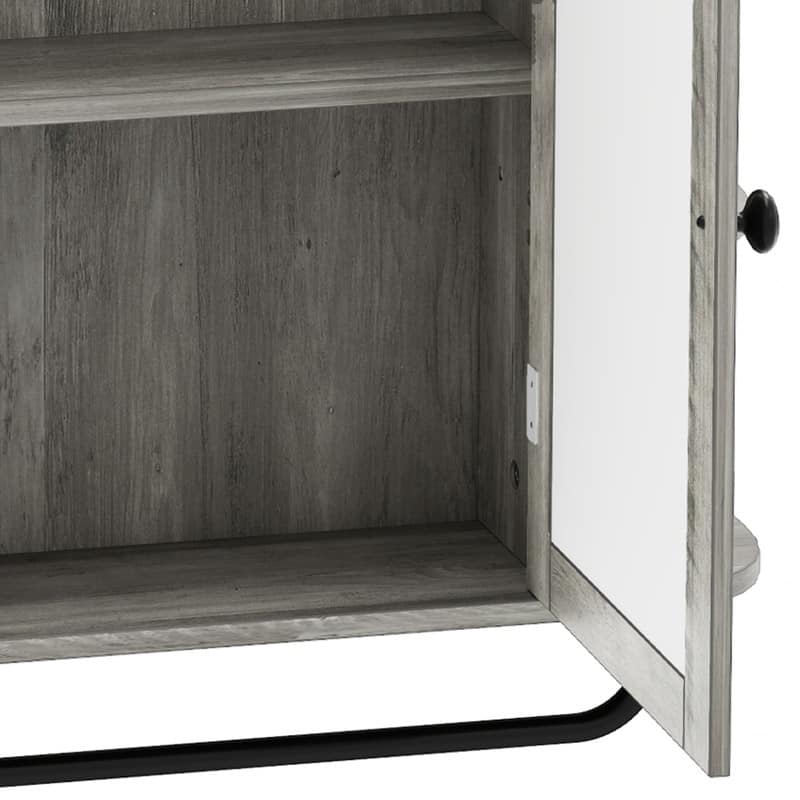 Wall Mounted Bathroom Medicine Cabinet with Mirror Door and Removable Shelf