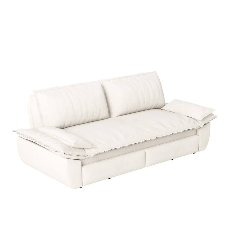 3-in-1 Convertible Velvet Sofa Bed, Pull-Out Queen Sleeper Bed, Chaise Lounge Sofa Daybed, Easy-to-Assemble