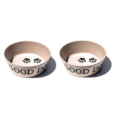 Good Dog Paw Prints, Medium Bowl, 3 cups (MERGE), Set of 2 - Brown