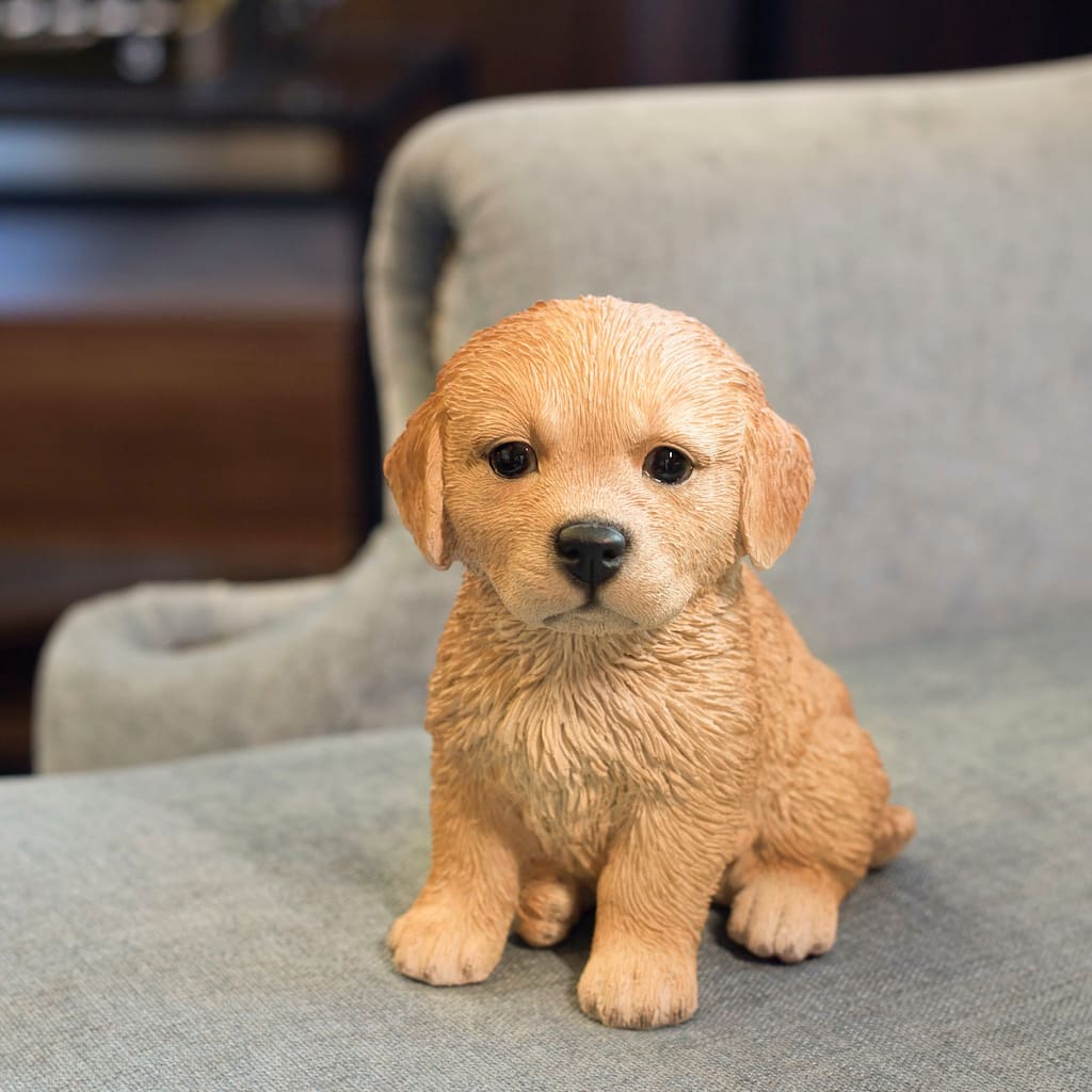 SoReal Brown Golden Retriever Decorative Puppy Figurine for Home & Garden Décor, Handpainted Polyresin Dog Statue