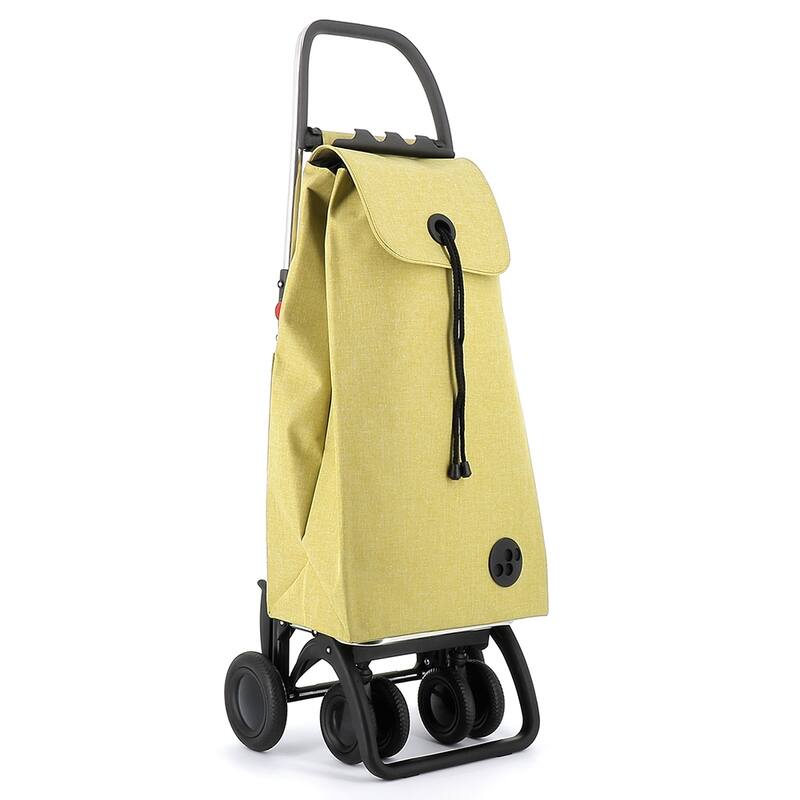 Shopping Trolley Rolser I-Max Tweed 4 Wheels 2 Swiveling Foldable - 15.55 in. W x 41.34 in. H x 12.8 in. D - Lime