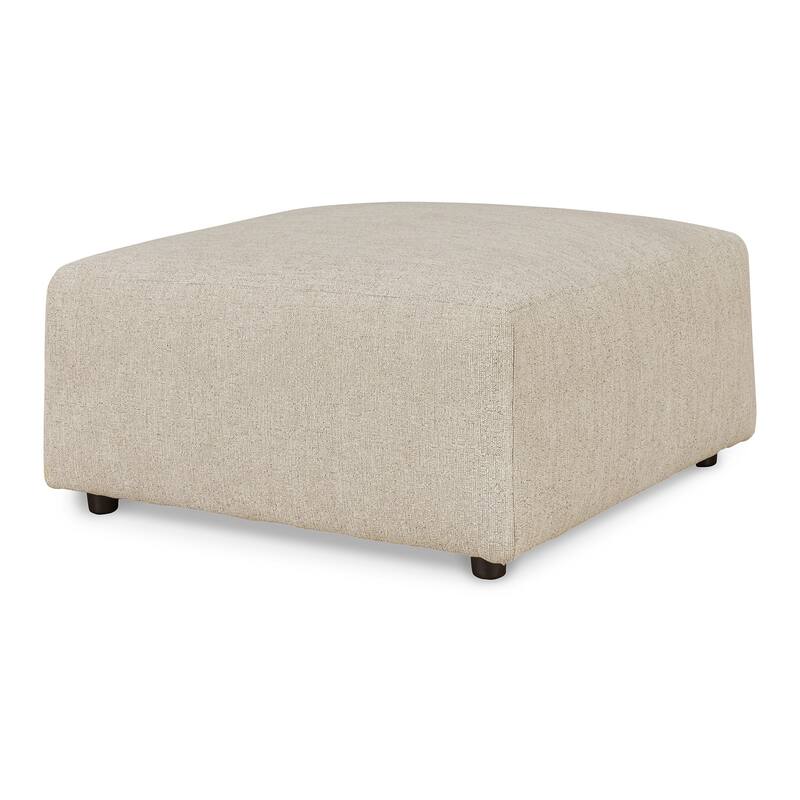 Felo Square Accent Ottoman, 39 Inch Modern Beige Polyester Cushioned