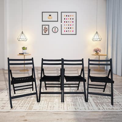 4 Piece Wooden Outdoor Foldable Chair Set, Waterproof, Anti-uv for Patios, Balconies & Gardens