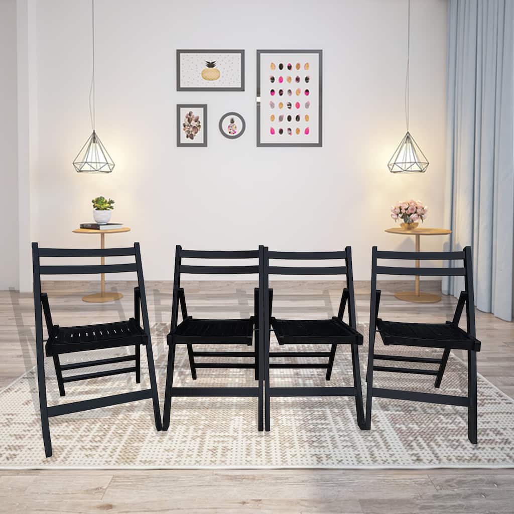 4 Piece Wooden Outdoor Foldable Chair Set, Waterproof, Anti-uv for Patios, Balconies & Gardens