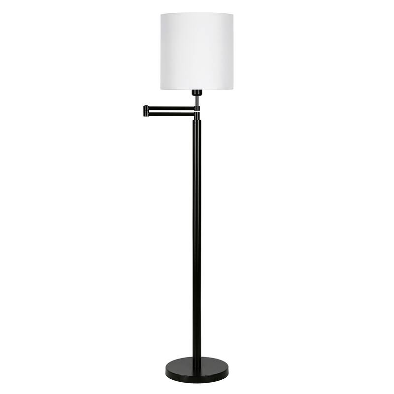 Moby Swing Arm Floor Lamp with Fabric Empire Shade - 62" Tall - Blackened Bronze/Round