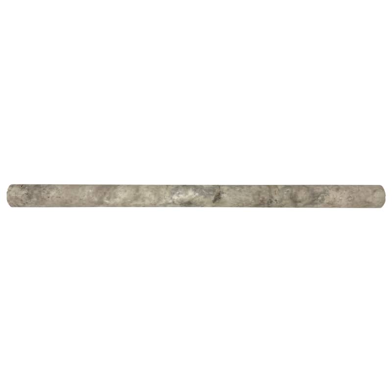 Argento Travertine 0.75" x 12" Pencil Liner - 3 Pieces - Silver