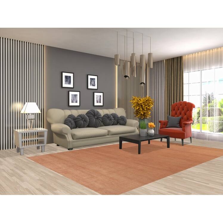 Modern Solid Gabbeh Oriental Area Rug Handmade Wool Carpet - 6'3" x 9'7"