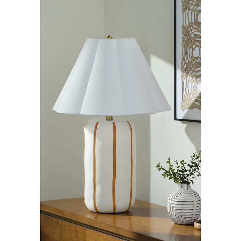 Livabliss Kinki Traditional Accent Table Lamp - 25"H x 18"W x 18"D - Cream/Gold