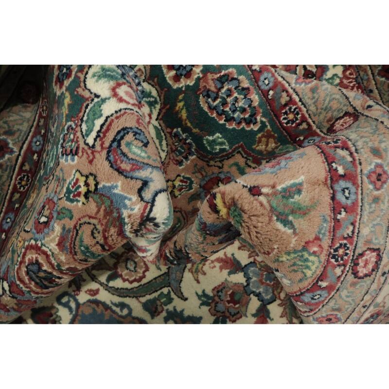 Hand Knotted Oriental 100% Wool Carpet Traditional Floral Green Aubusson Area Rug - 14' 5'' X 9' 8''