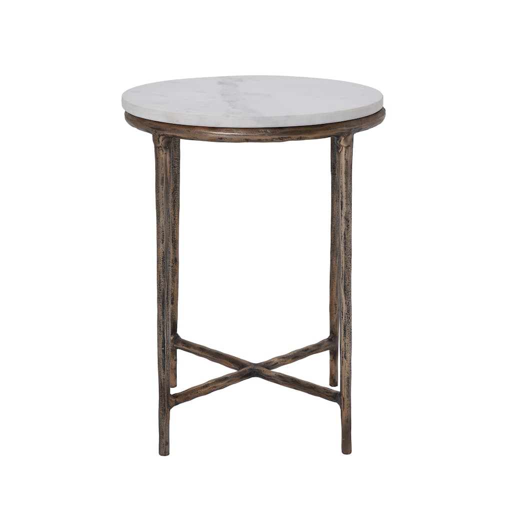 Renwil Pearson Indoor Cast Aluminum Side Table, Antique Brass