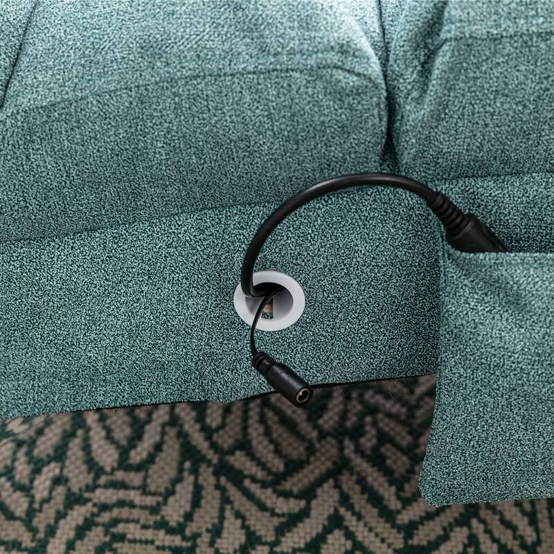 Teal Modern 21.65" High Back Upholstered Chaise Lounge Chair with Remote Control and Ergonomic Electric Massage