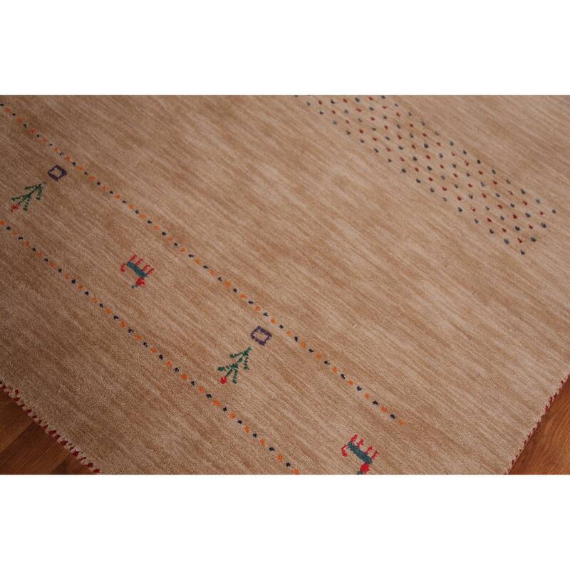 Hand Knotted Oriental 100% Wool Carpet Tribal Tribal Brown Gabbeh Area Rug - 9' 9'' X 8' 2''