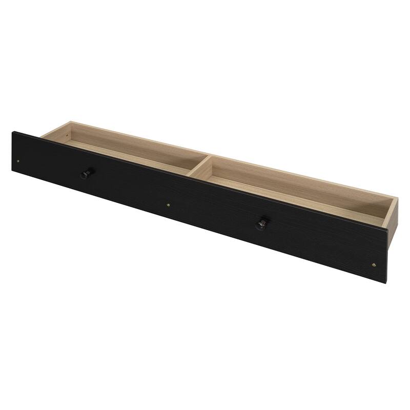 Queen Size Murphy Bed with USB Port and Large Drawer, Space-Saving Design, No Box Spring Needed, Espresso Finish