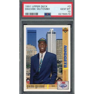 Dikembe Mutombo 1991 Upper Deck Basketball Rookie Card RC #3 Graded PSA 10 - 8'6" x 11'6"