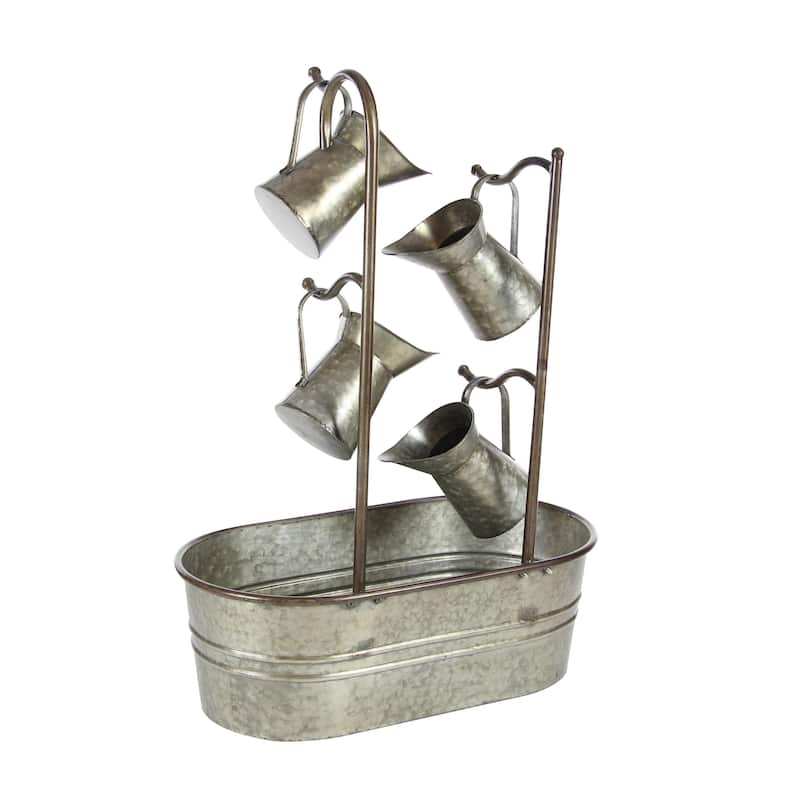 Metal Fountain with Watering Cans - Gray - Roche River Decor