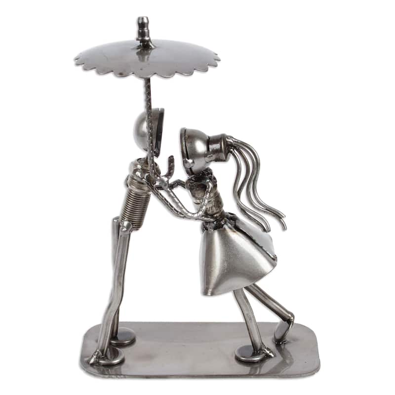 Novica Handmade In Love Under The Rain Auto Part Sculpture