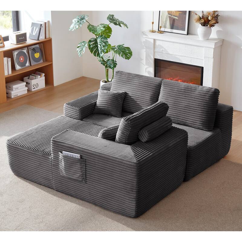 104" Cloud Sectional Sofa with L-Shape Chaise and Side Pockets, Modern Modular Design, Deep Seating, Upholstered Couch