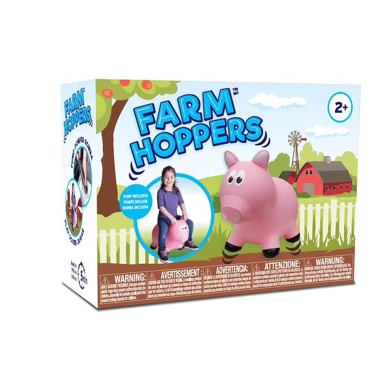 Toddler Boys and Girls Farm Hopper Bounce Toy, Pink Pig